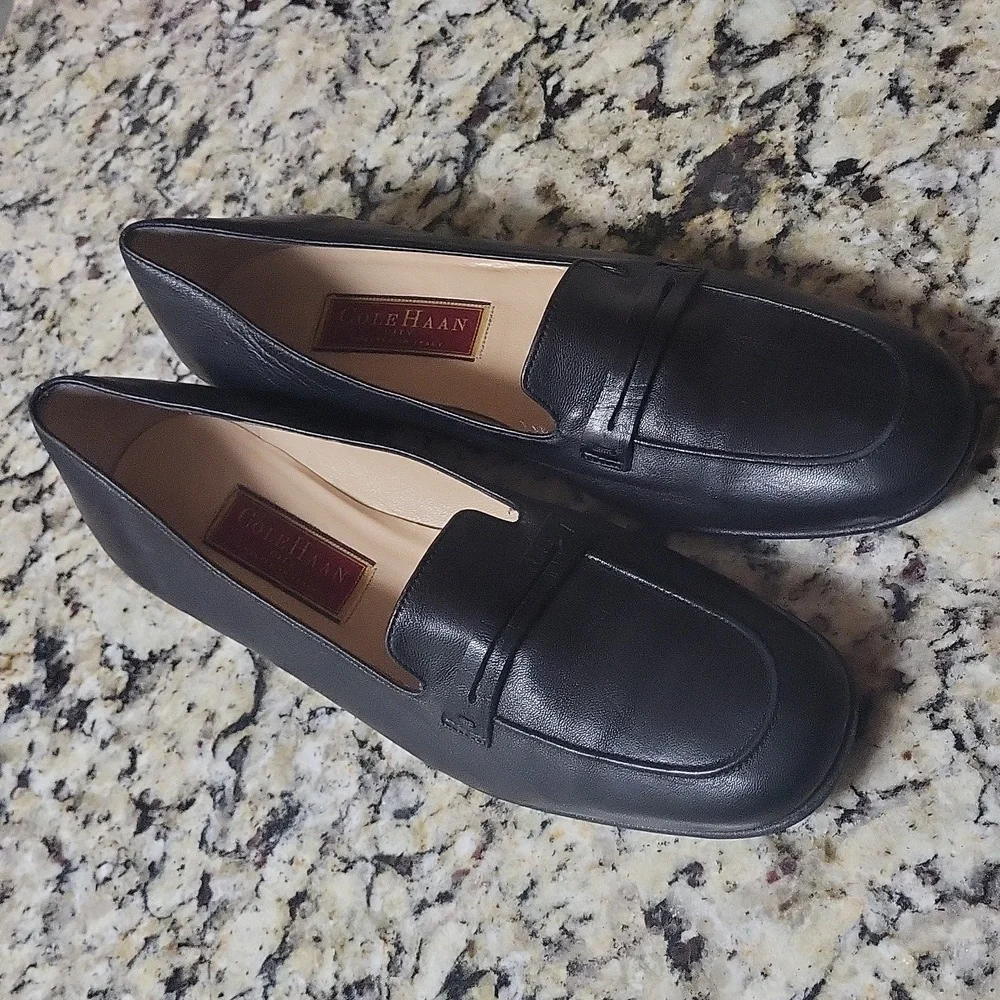 Cole Haan Black Leather Lezlie Loafers